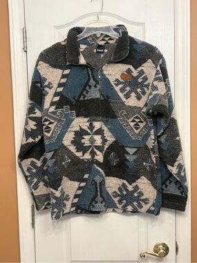 Vintage 90’s Marker Fleece Pullover Men’s M Aztec Southwestern Sherpa Zipper